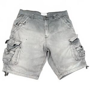 Distressed Vintage Y2k faded gray baggy skater cargos 34